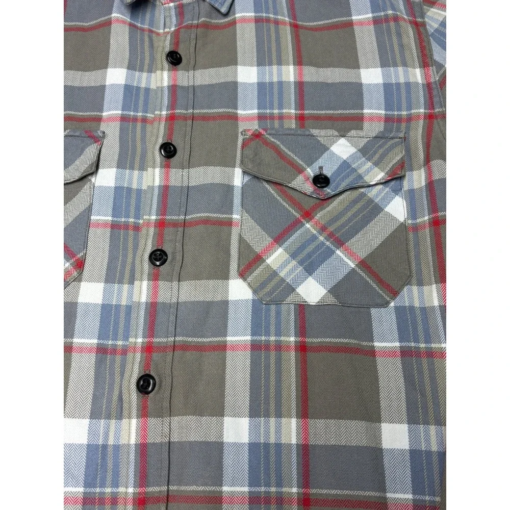 J.Crew Sporting Goods Mens Slim Fit Herringbone Plaid Button Down Shirt Grey M